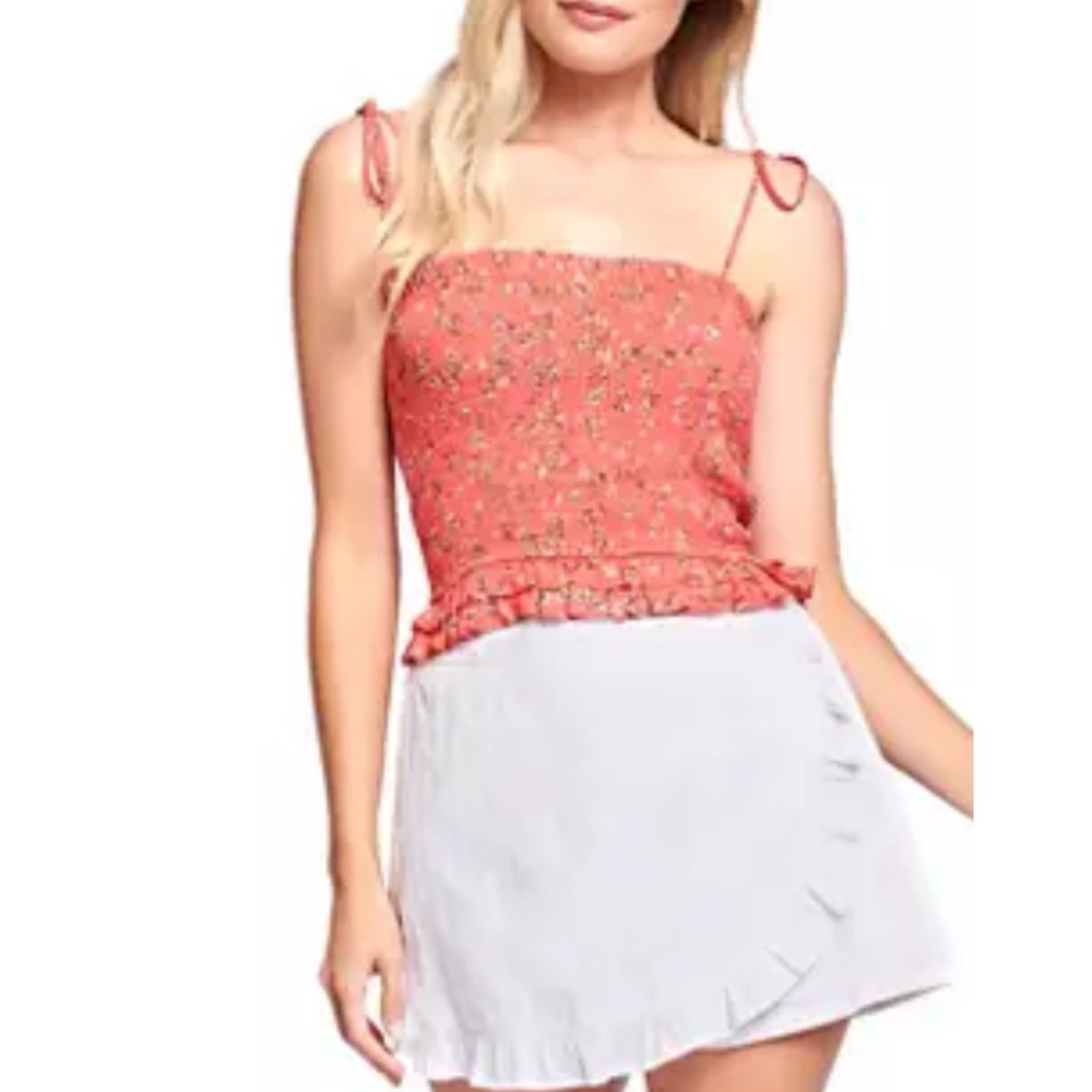 Lost + Wander Everyday Adventure Smocked Top Women Coral Pink Size S